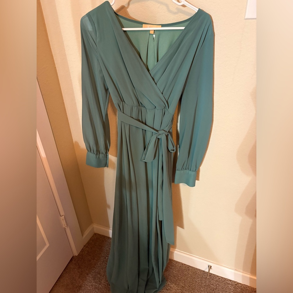 Elegant Teal Wrap Dress